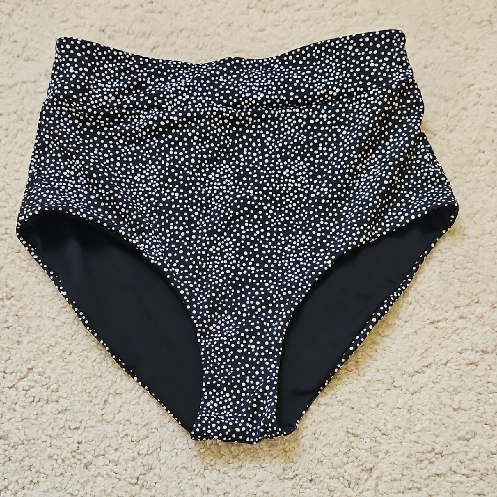 Senita Athletics Black and White Polka Dot Bikini Bottom